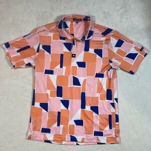Bad Birdie Geometric Color block Size Medium Performance Golf Polo Shirt